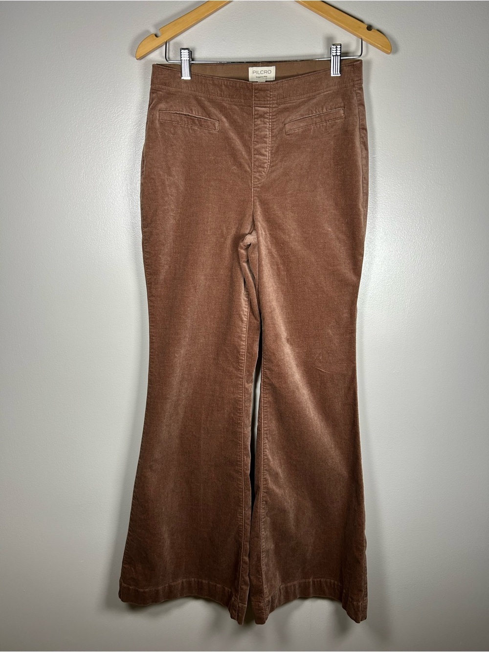 Anthropologie Pilcro Brown Pull-On Corduroy Wide Leg Retro Flare Pants - Picture 4 of 13